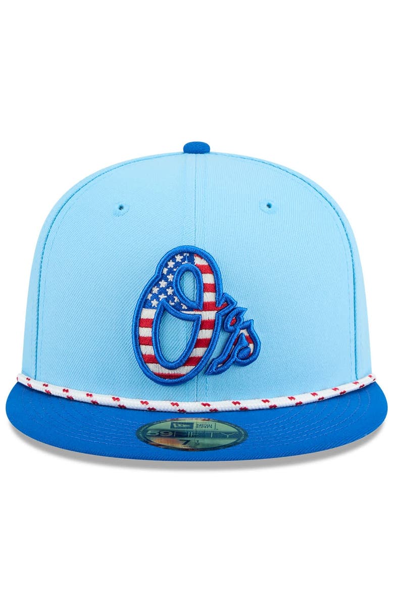 New Era Men's New Era Light Blue/Blue Baltimore Orioles 2025 Fourth of July 59FIFTY Fitted Hat, Alternate, color, 
