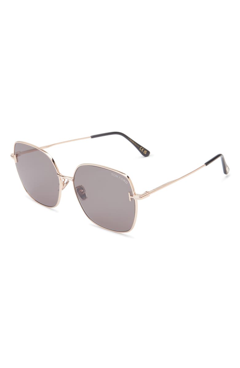 TOM FORD 59mm Square Gradient Sunglasses, Alternate, color, Shiny Rose Gold / Smoke