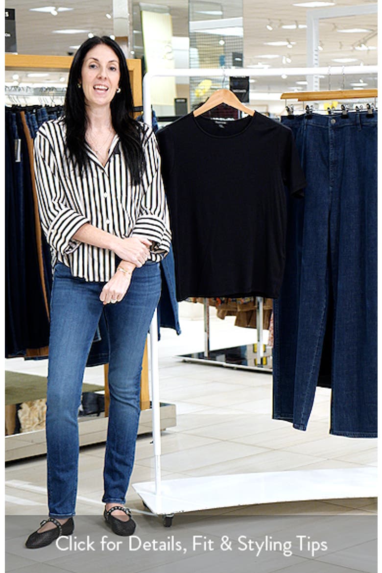 Rib Knit Stretch Organic Cotton Crewneck Top video