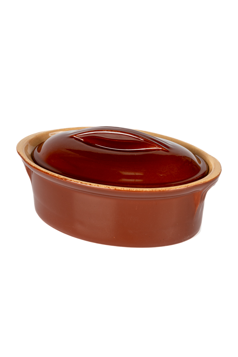 Vintage Oval Lidded Baking Dish with Lid, Alternate, color, Red