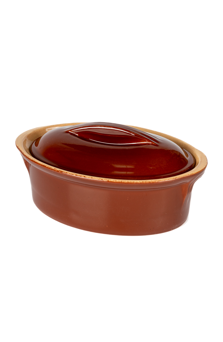 Une Vie Nomade Vintage Oval Lidded Baking Dish with Lid, Alternate, color, Red