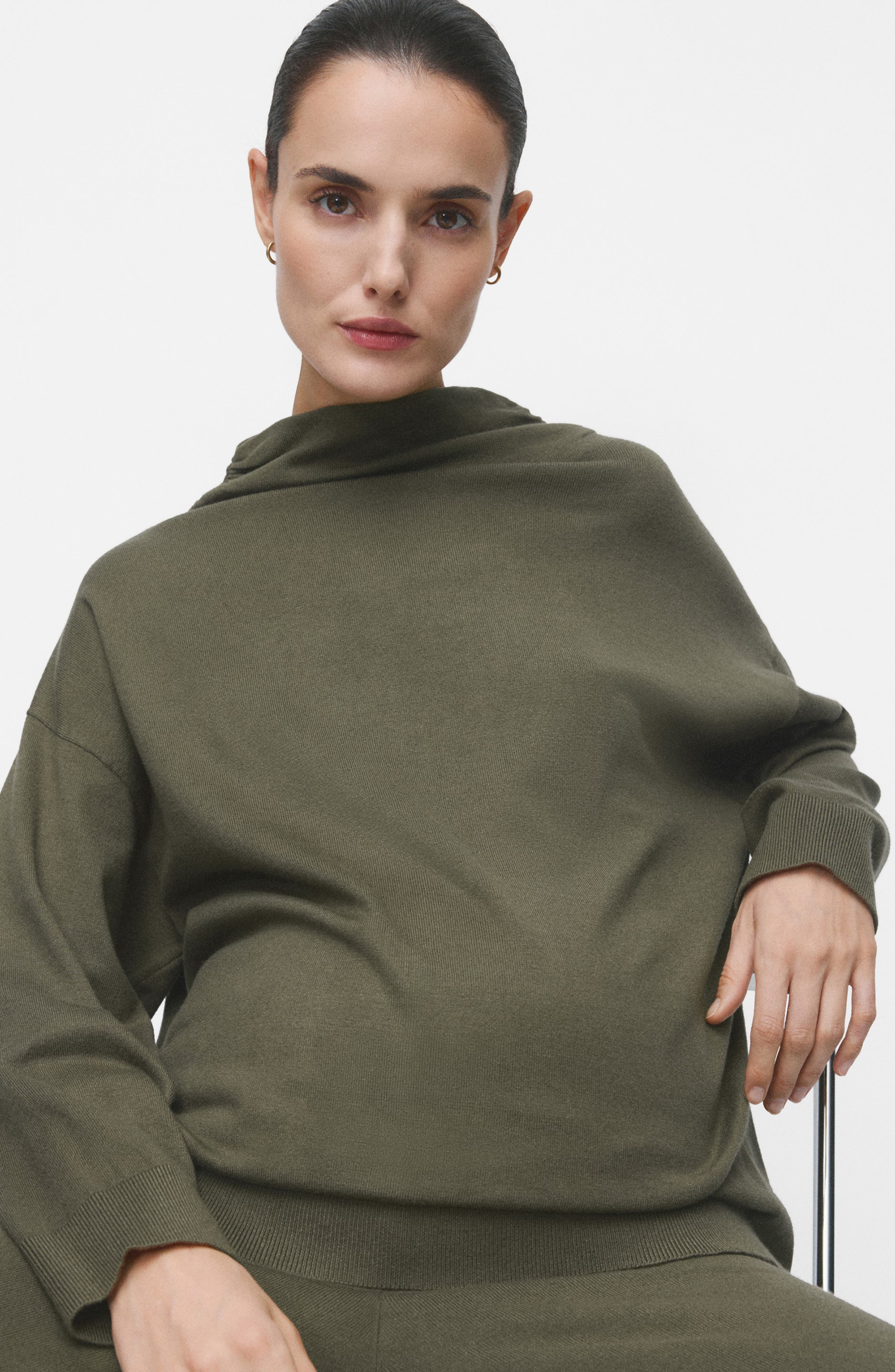 Gathered Mock Neck Longline Sweater - image 2