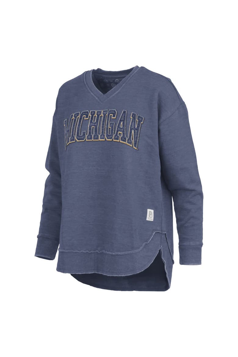 Women's Pressbox Navy Michigan Wolverines Westin Poncho V-Neck Pullover Sweatshirt, Alternate, color, Navy