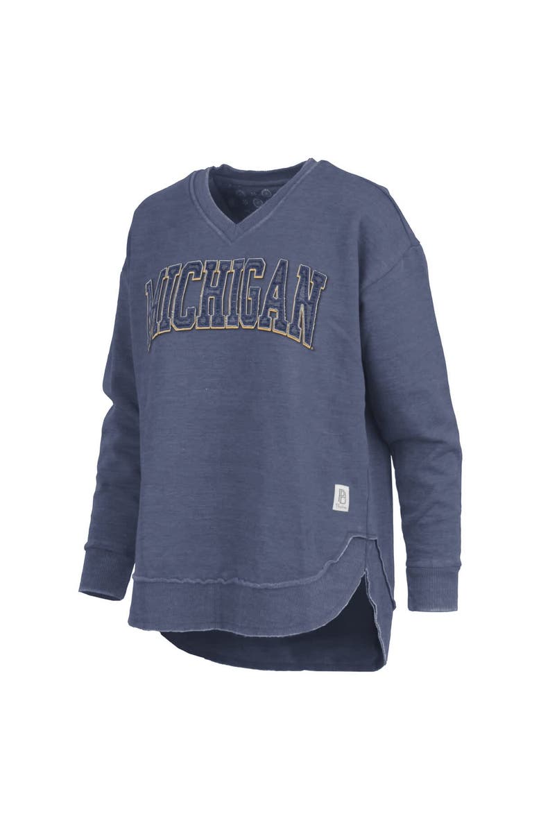 PRESSBOX Women's Pressbox Navy Michigan Wolverines Westin Poncho V-Neck Pullover Sweatshirt, Alternate, color, Navy