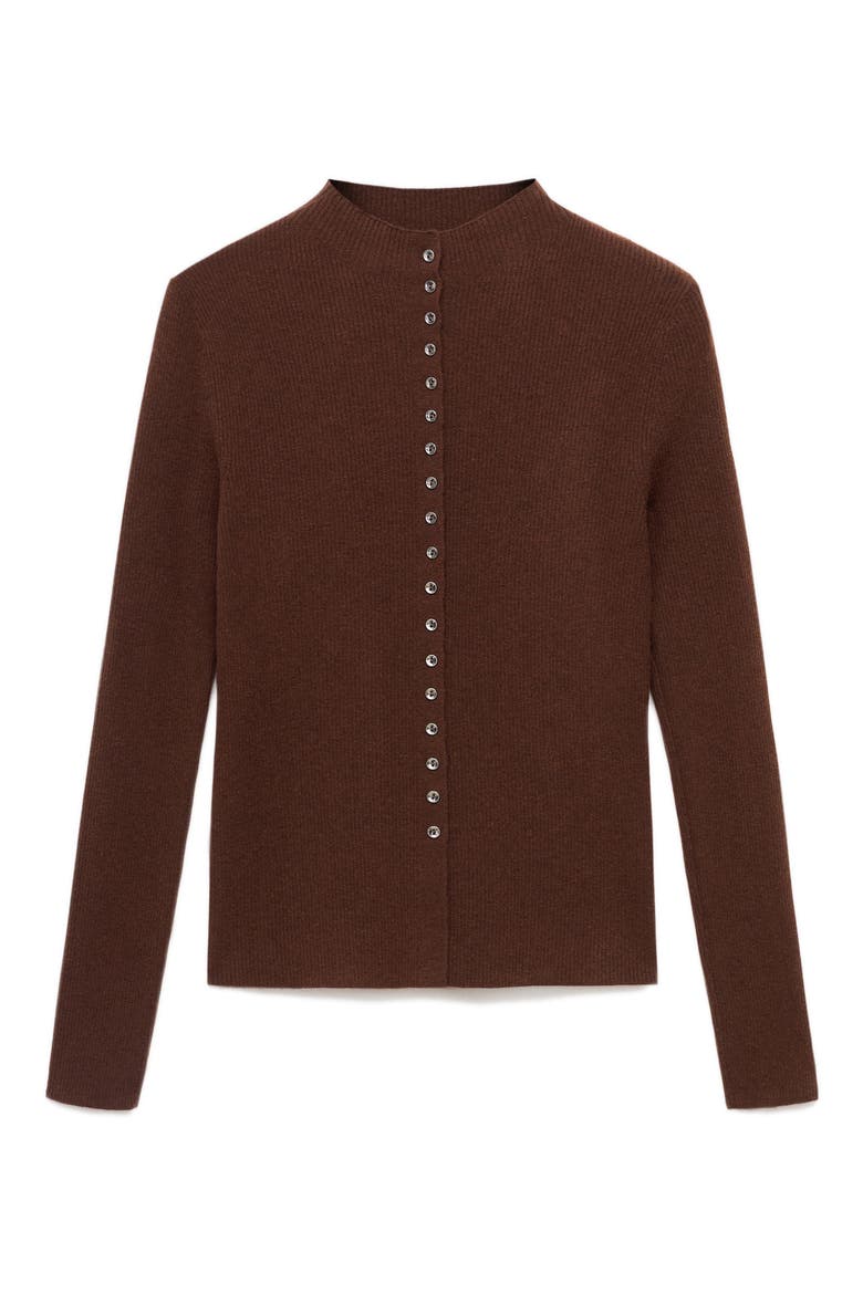 Mock Neck Cardigan, Alternate, color, CHOCOLATE