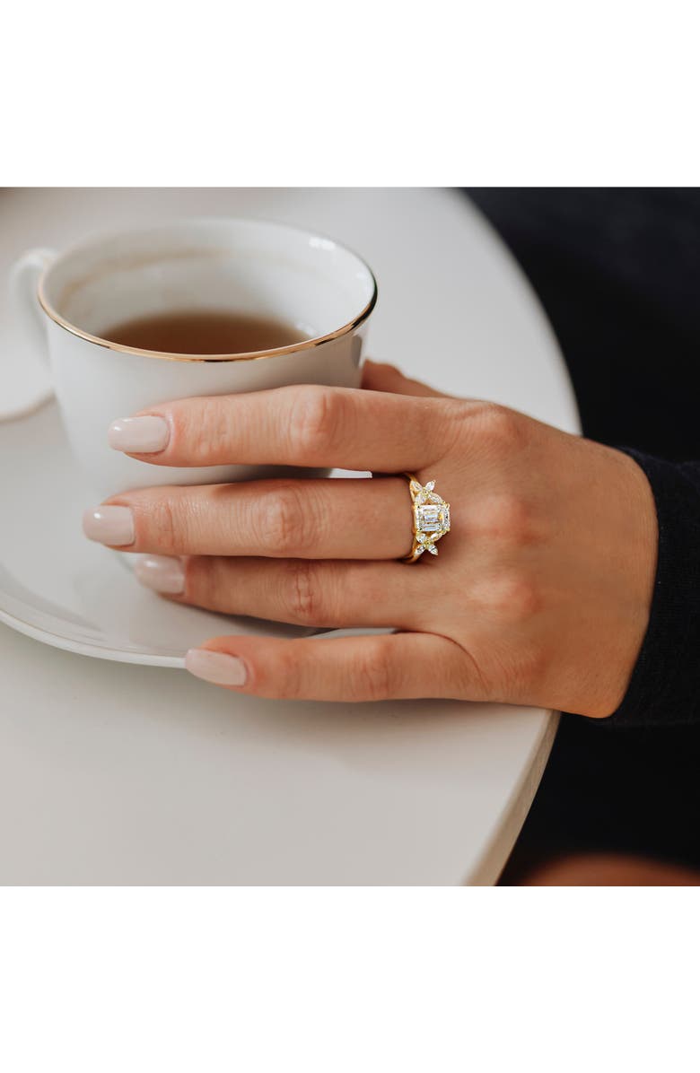 Julianna B. Lab-Grown Diamond Emerald Cluster Ring 14k, Alternate, color, Yellow Gold