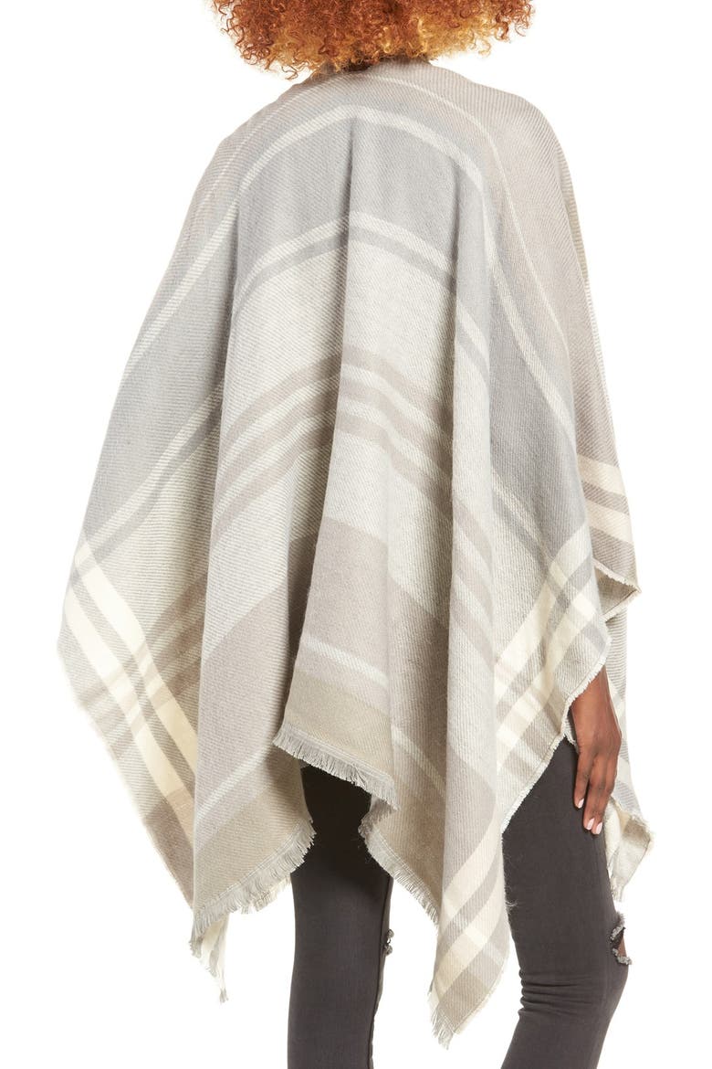 Plaid Poncho, Alternate, color, LIGHT GREY