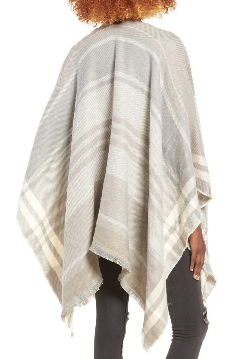La Double 7 Plaid Poncho, Alternate, color,
