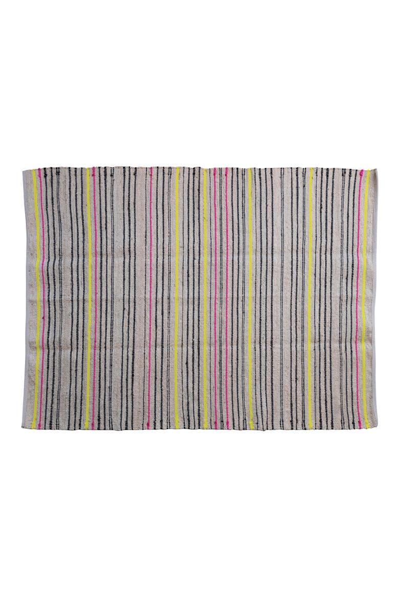 Jute and Cotton Striped Rug, Multicolor, Main, color, Blue