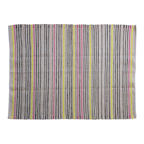 Jute and Cotton Striped Rug, Multicolor