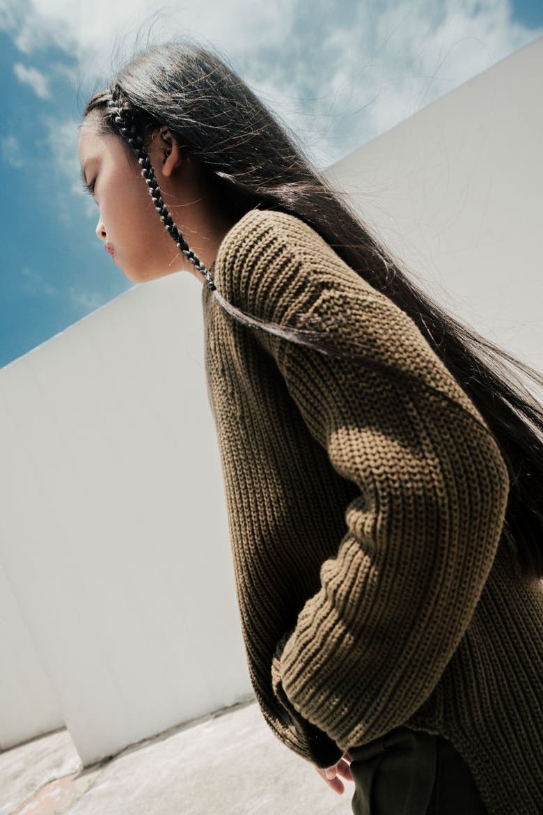 Organic Cotton Knit Sweater, Alternate, color, Military Olive