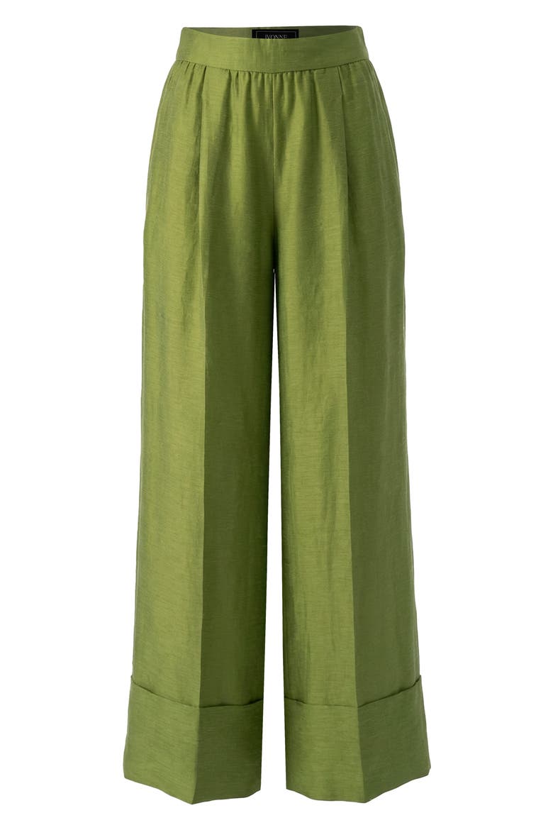 Linen Maxi Wide-Leg Pants, Alternate, color, Green