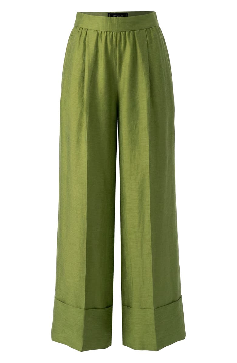 IVONNE Linen Maxi Wide-Leg Pants, Alternate, color, Green