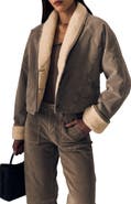 LE JEAN Eden Faux Shearling Trim Corduroy Jacket