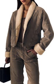 LE JEAN Eden Faux Shearling Trim Corduroy Jacket