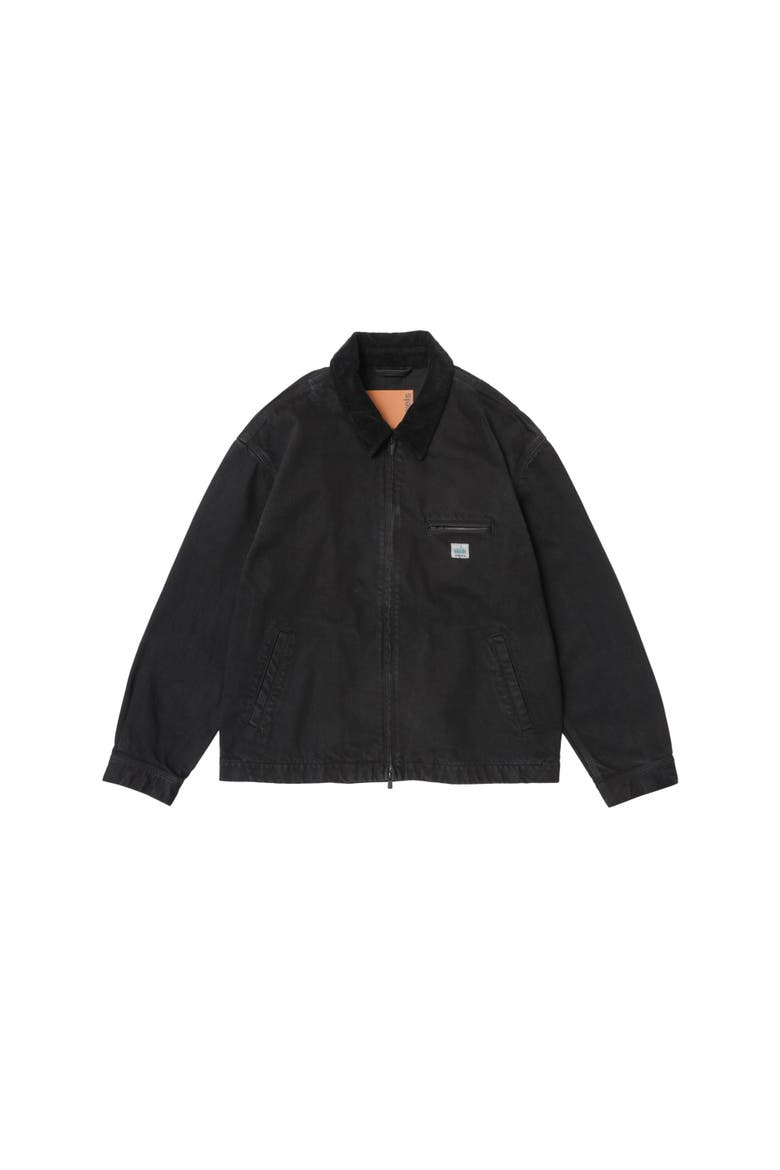 Cord Collared Zip-Up Jacket, Main, color, Black