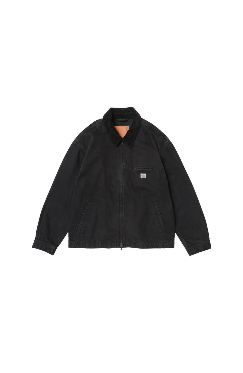 vowels Cord Collared Zip-Up Jacket, Main, color, Black