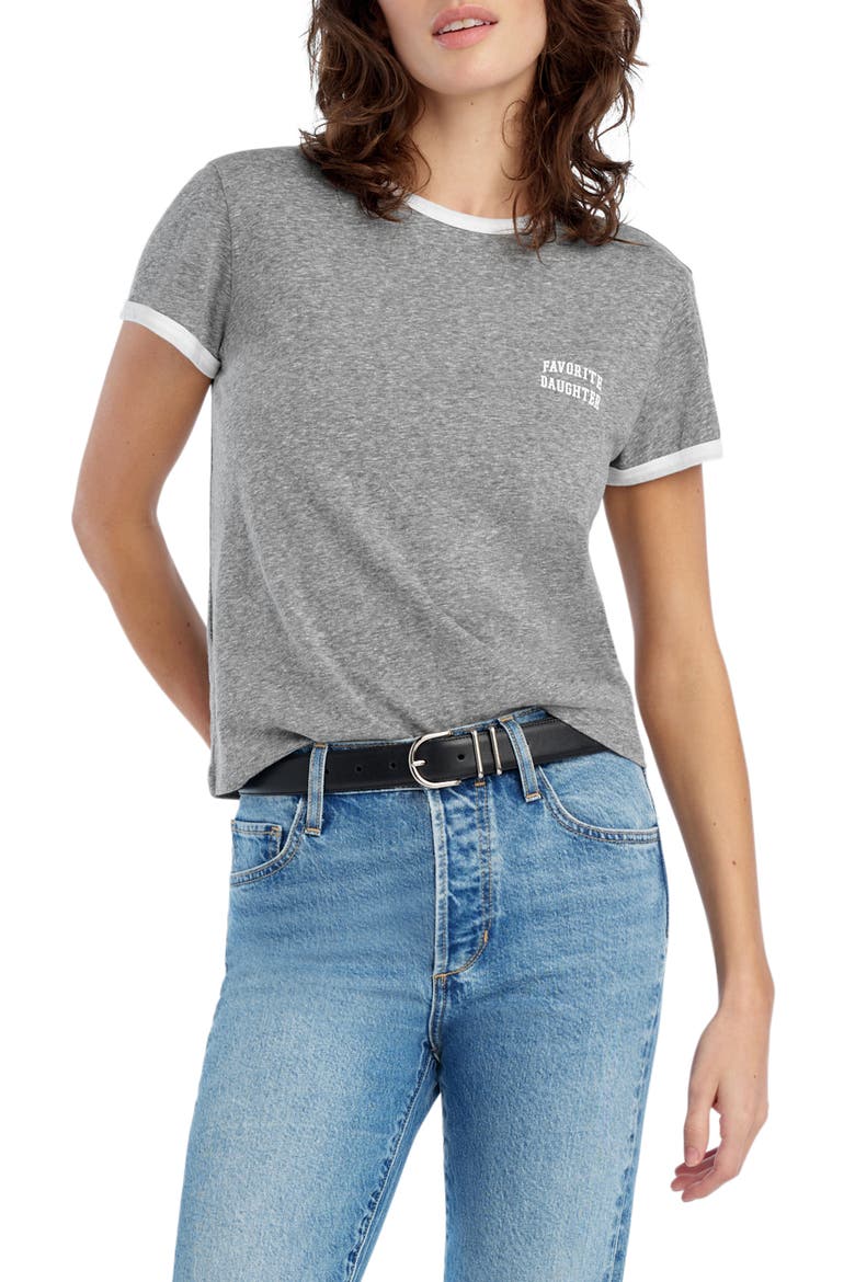 The Collegiate Ringer Graphic T-Shirt, Main, color, HEATHER GREY/ WHITE