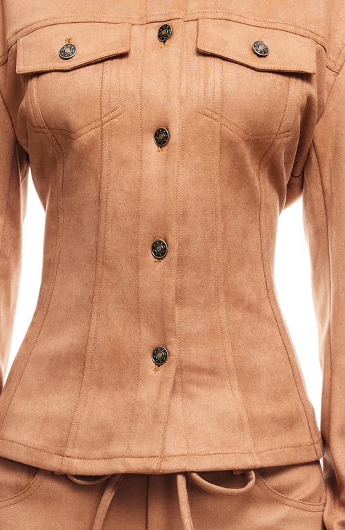 Lioness Rider Faux Suede Jacket In Camel