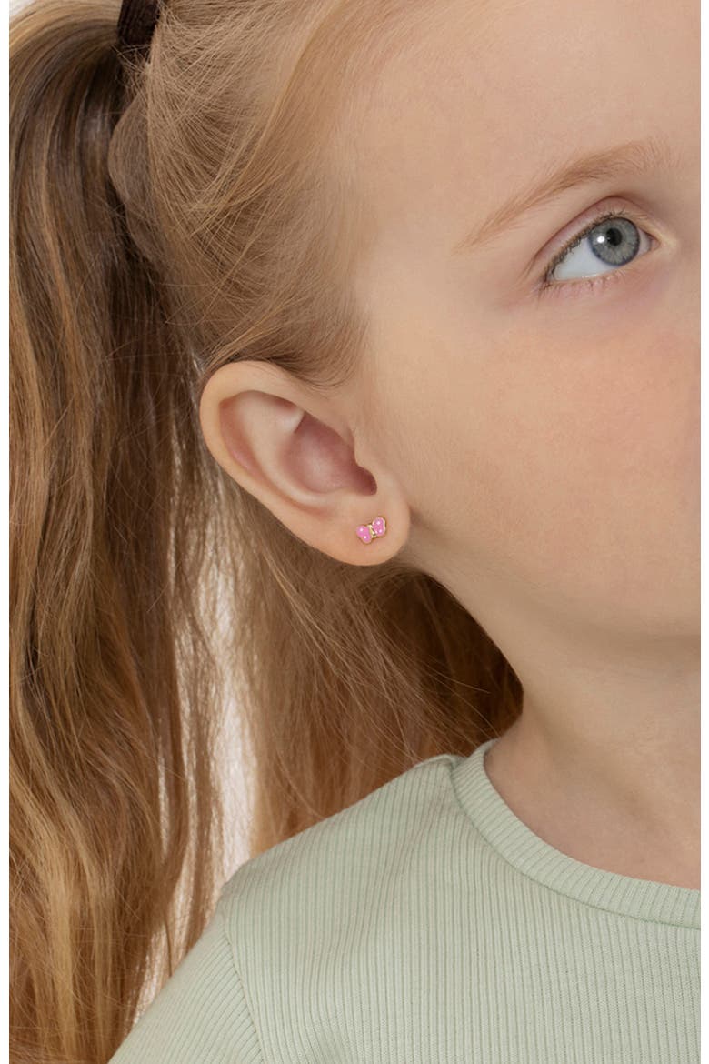 14k Polka Dot Butterfly Earrings, Alternate, color, Pink