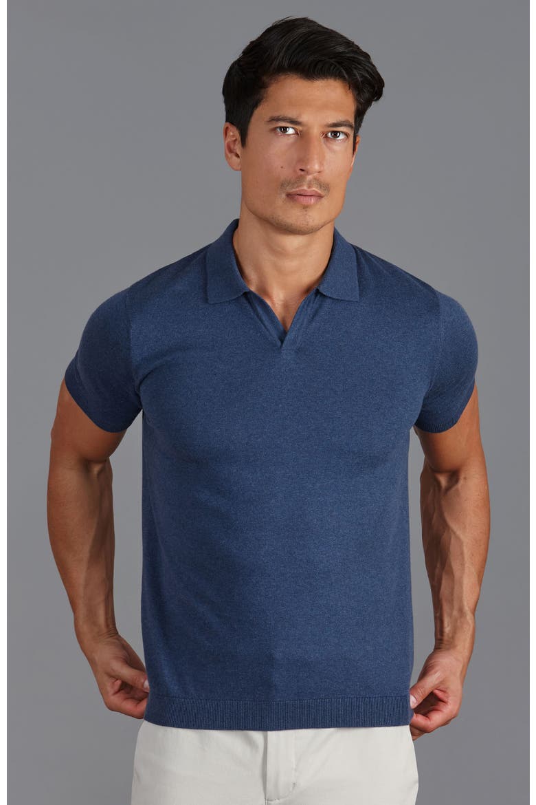 Ultra Fine Cotton Buttonless Polo Shirt, Alternate, color, Bluemelange