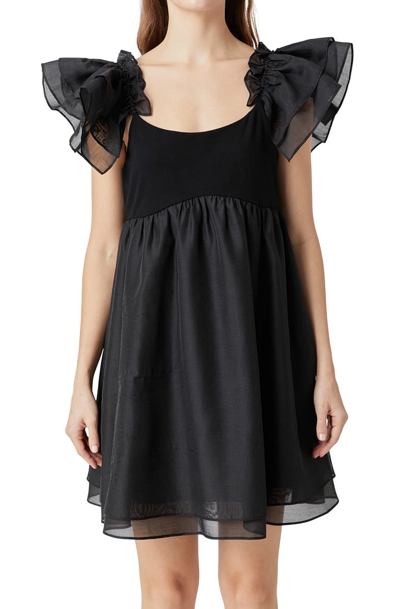 Endless Rose Organza Minidress, Alternate, color, Black