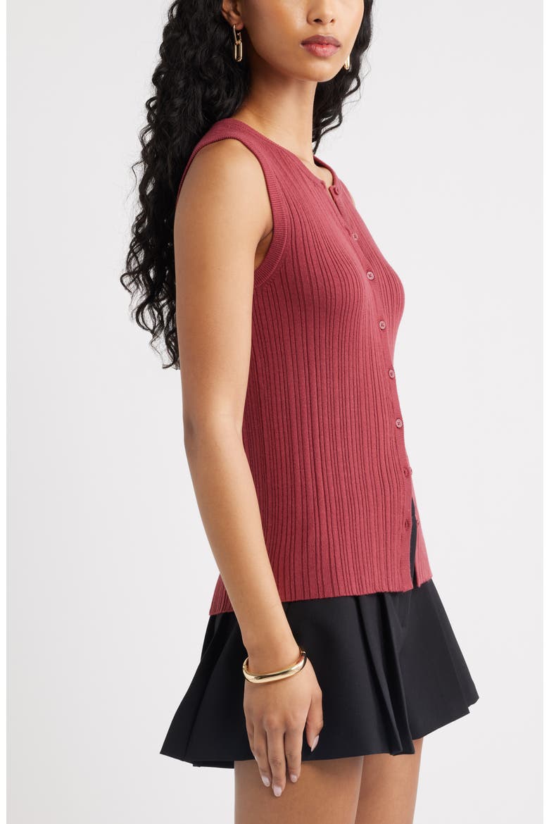 Button Front Rib Tank, Alternate, color, RED RUBY