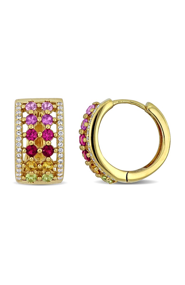 Julianna B. Multi-Gem Huggie Earrings Yellow Plated Silver, Main, color, Yellow-Plated Sterling Silver