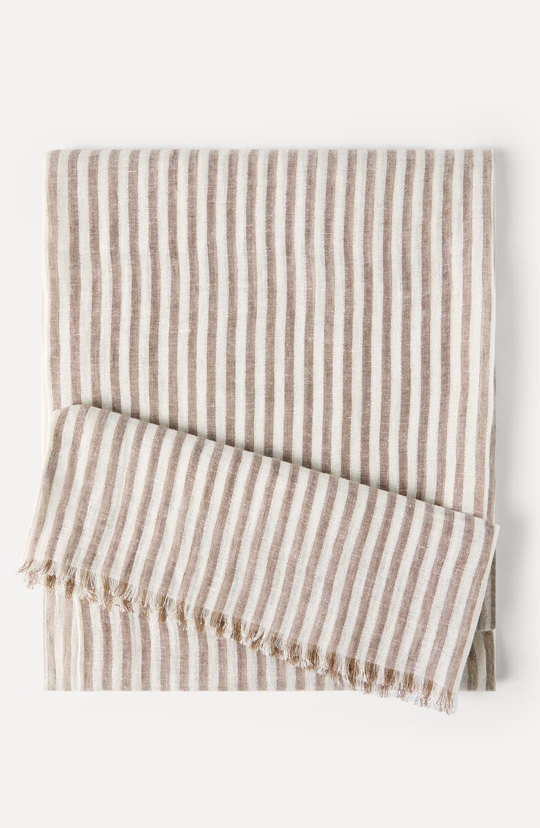 Brunello Cucinelli Sparkling striped linen scarf, Alternate, color, Panama