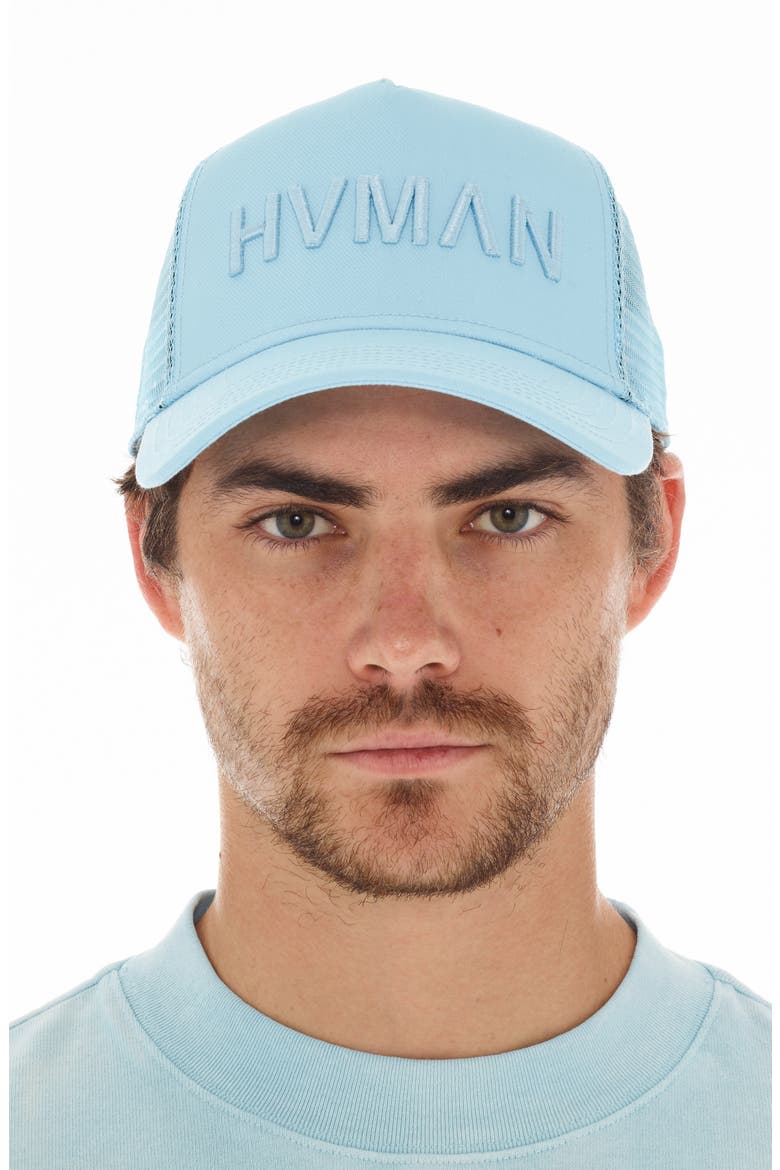 Logo Mesh Trucker Hat, Main, color, SKY