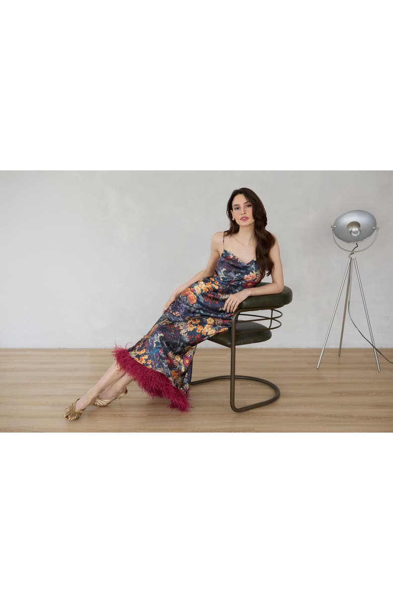 Vasiliki Mila Botanica Silky Feather Dress, Alternate, color, Botanical Floral