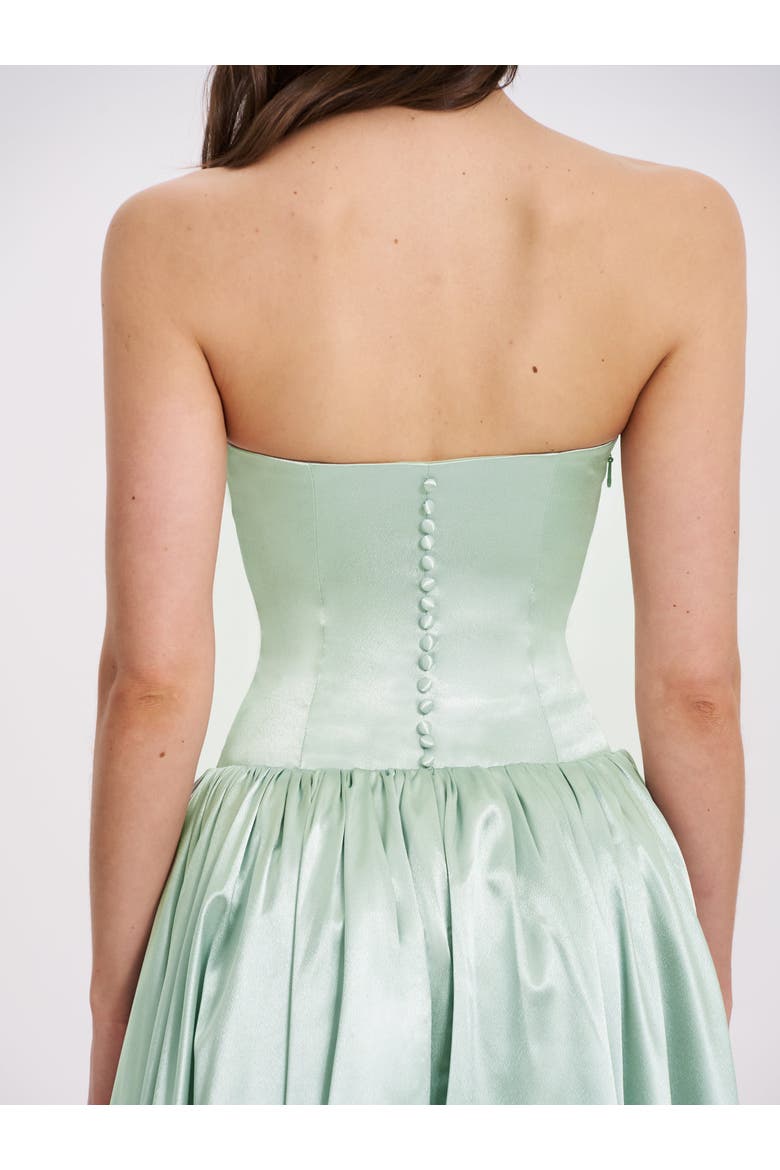 Lael Back Button Trailing Gown, Alternate, color, Mint Green