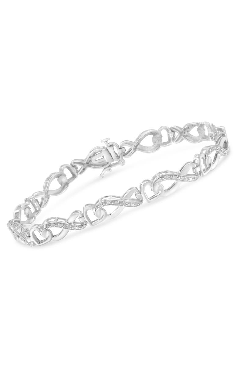 Haus of Brilliance Silver 1/5 Cttw Diamond Infinity Heart Tennis Bracelet, Alternate, color, White
