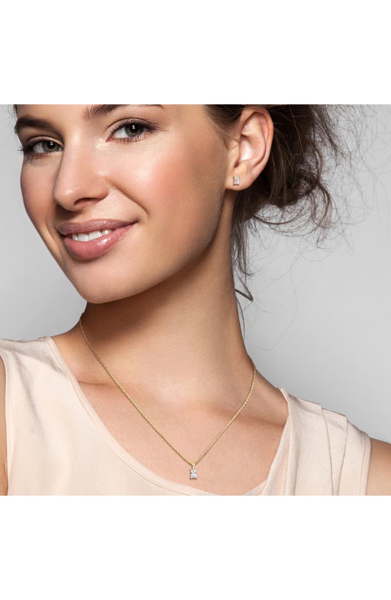 DELMAR Radiant-Cut Cubic Zirconia Stud Earrings & Necklace Set, Alternate, color, Gold