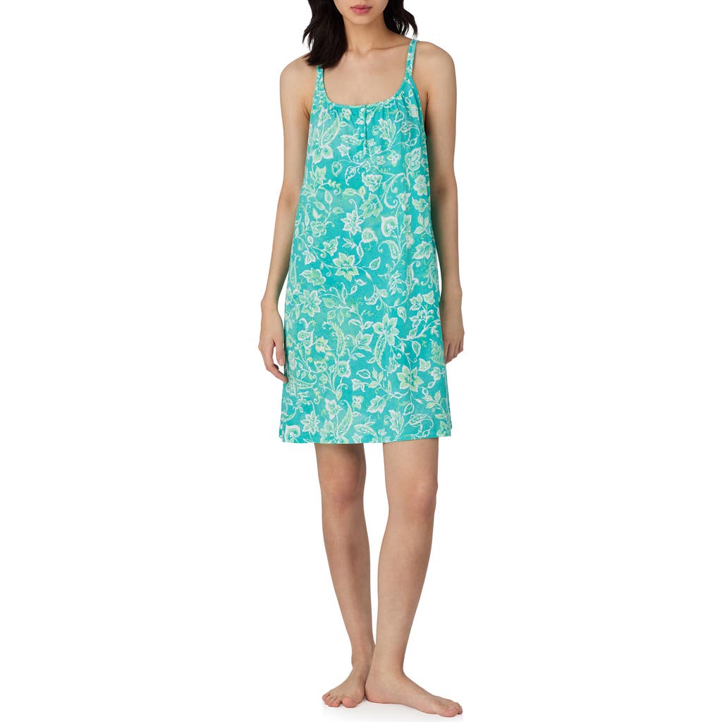 Ralph Lauren Lauren Double Strap Nightgown In Blue