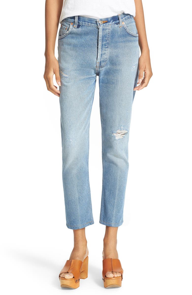 Re/Done Reconstructed High Waist Ankle Crop Jeans, Main, color, 
