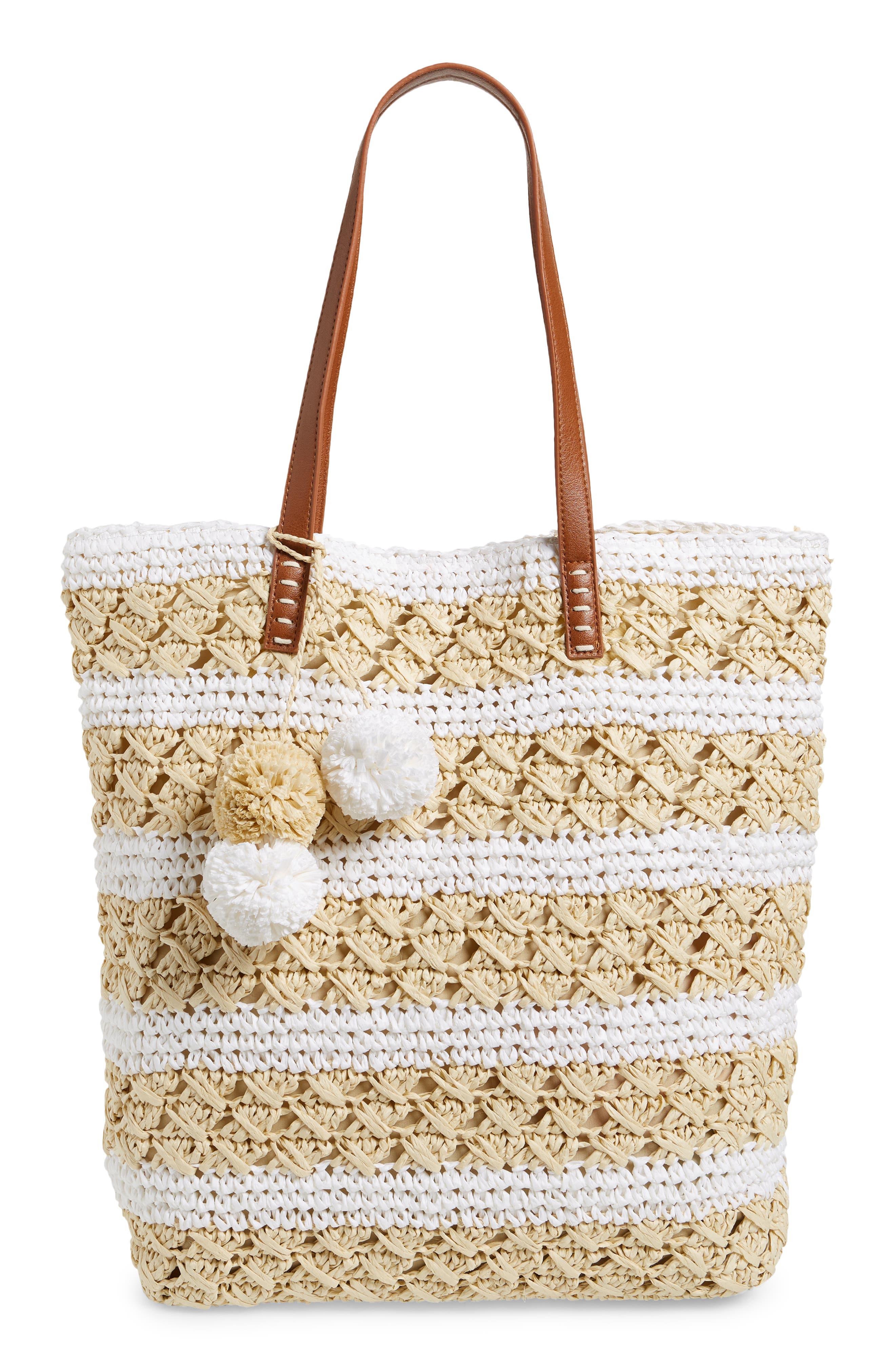 Celeste Straw Tote, Main, color, NATURAL WHITE