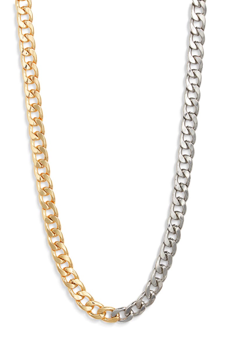 Mini Duotone Choker Necklace, Alternate, color, GOLD/ SILVER