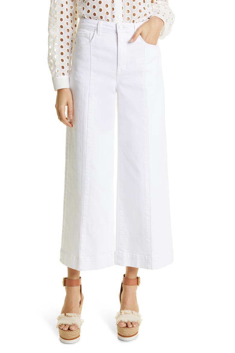 Houston Crop Wide Legs Jeans, Main, color, BLANC