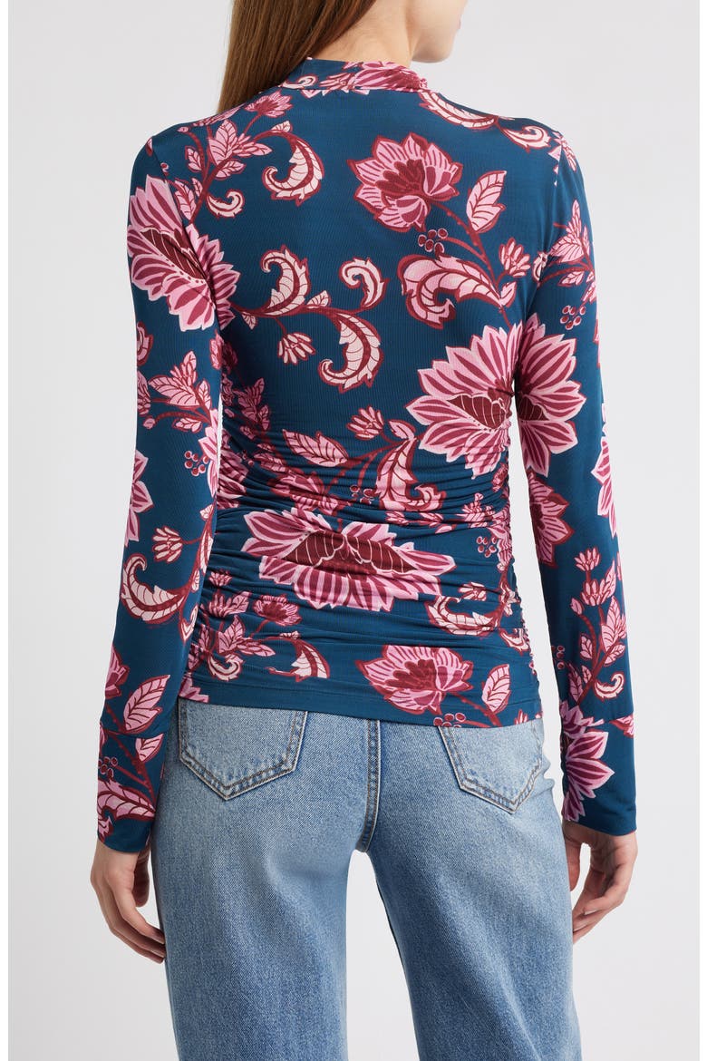 Flower Delicacy Ruched Jersey Top, Alternate, color, DARK BLUE