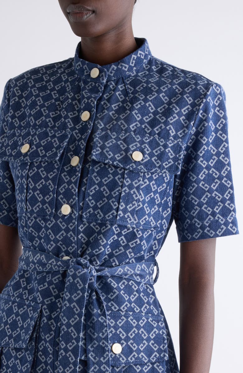 Givenchy Monogram 72 Jacquard Denim Mini Shirtdress, Alternate, color, Denim Blue