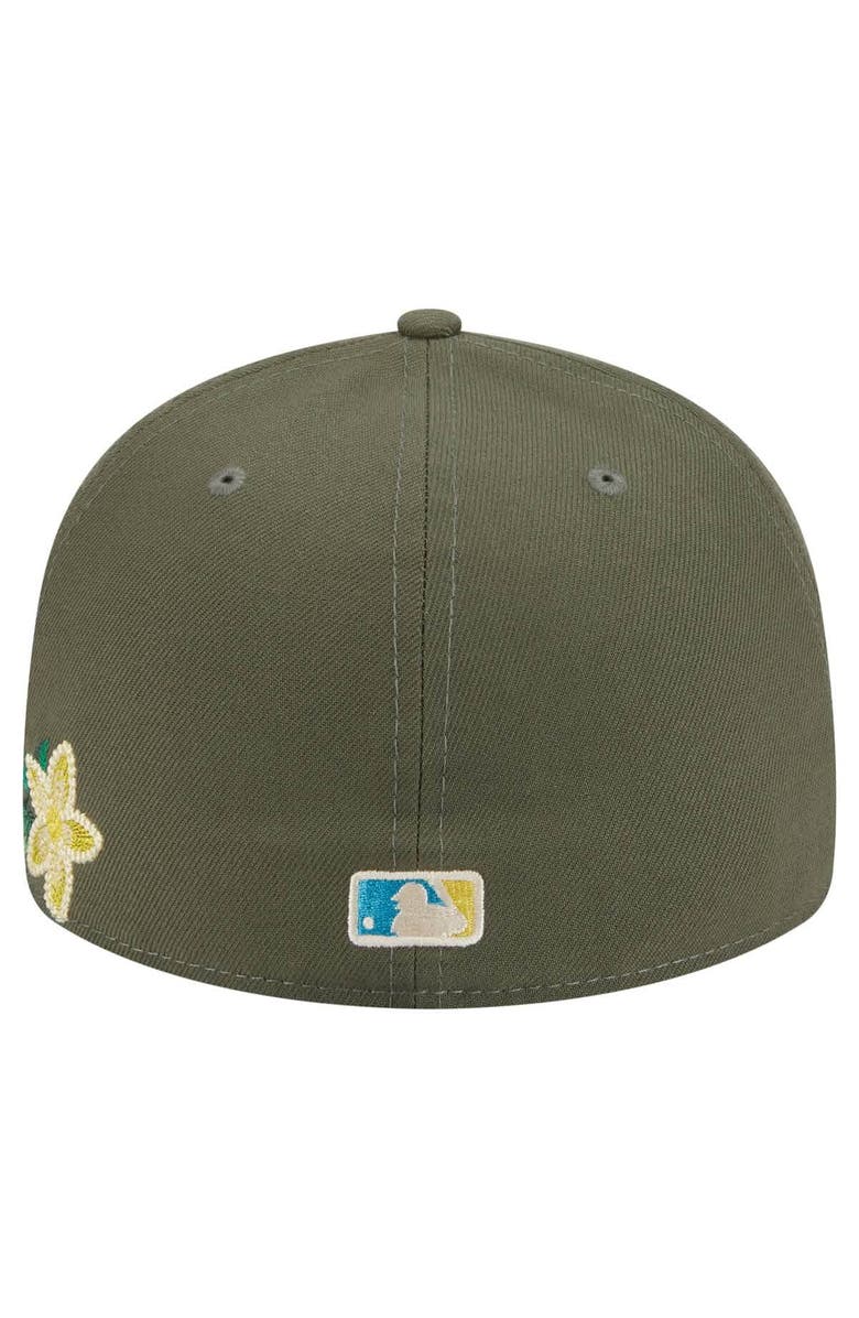 New Era Men's New Era Olive Texas Rangers Tonal Florals 59FIFTY Fitted Hat, Alternate, color, Olive