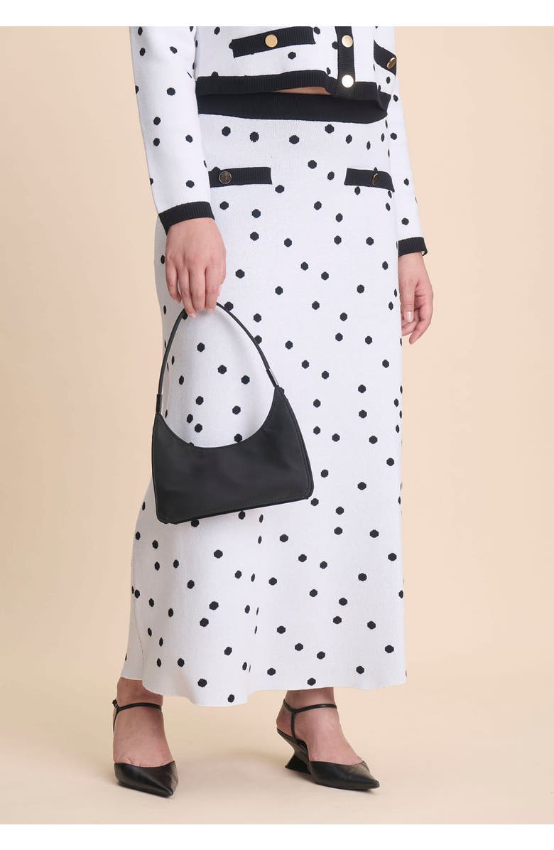 ELOQUII Intarsia Trumpet Sweater Skirt, Alternate, color, Twin Dots White