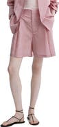 MANGO Pleated Pinstripe Straight Fit Bermuda Shorts