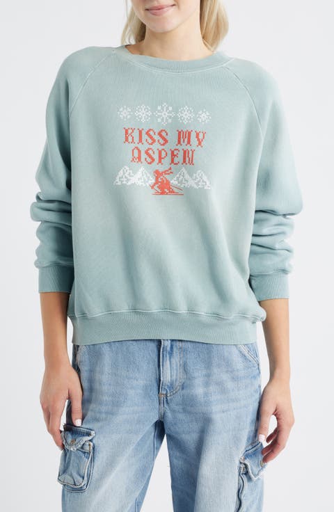 Kiss my Shrunken Cotton Blend Fleece Sweatshirt