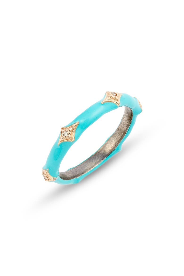 New World 14k Gold & Enamel Band Ring, Main, color, TURQUOISE ENAMEL