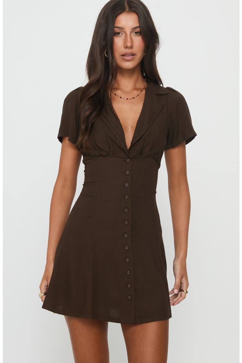Pique Mini Shirtdress, Alternate, color, BROWN