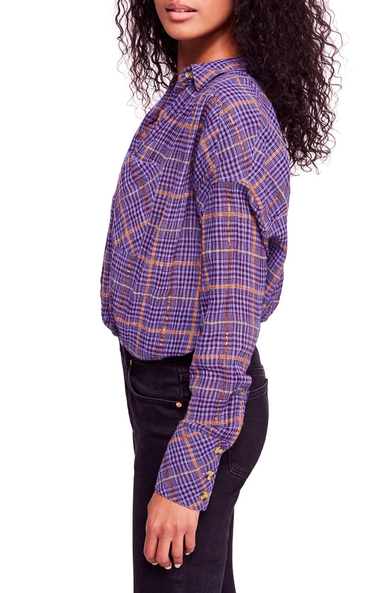 Free People Break My Stripe Plaid Shirt, Alternate, color, 