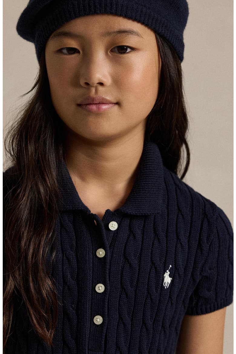 Cotton Cable Knit Sweater Dress, Alternate, color, NAVY