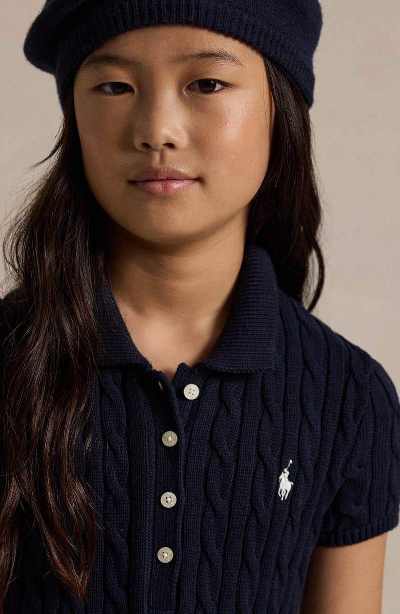 Polo Ralph Lauren Cotton Cable Knit Sweater Dress, Alternate, color, Navy